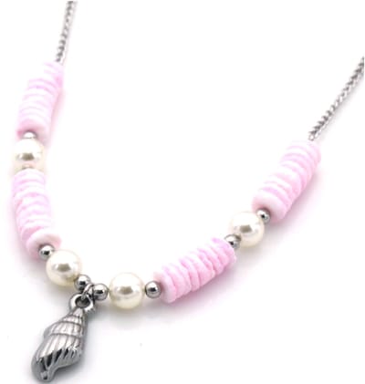 Dames Ketting - Zilver - Schelpen Design - Roestvrijstaal (RVS) - 45CM