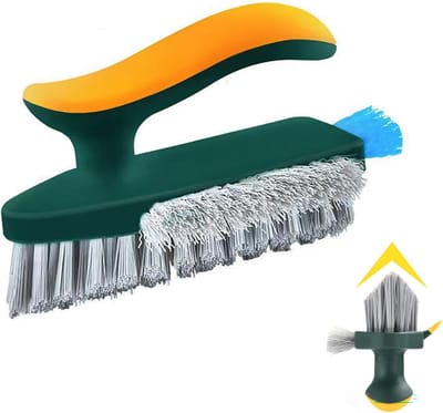 Set van 2 - 4-in-1 Tegelvoegreinigingsborstel - V-vormige tegelvoegreinigingsborstel - Borstel met stijve haren - Geschikt voor doucheruimtes, badkamers, hoeken, plinten, keukens en huishoudelijke schoonmaak - Groen