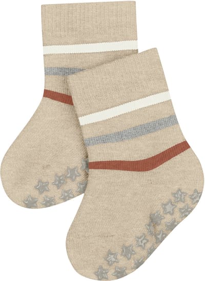 FALKE Multi Stripe Noppen op de zool katoen huissokken baby beige - maat 62-68