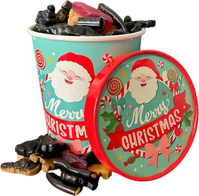 Candy Bucket - Merry Christmas - Gevuld met Drop - Cadeauverpakking