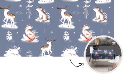 Tafelkleed - Tafellaken - 260x130 cm - Winter - Patroon - Dieren - Binnen en Buiten