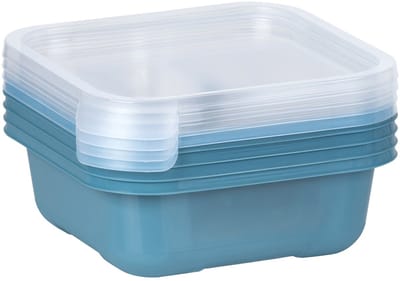 Juypal hogar Vershoudbakjes/lunchboxen - set van 4x st - 900 ml - blauw/transparant- L16 x B16 cm - Mealprep - Maaltijden bewaren
