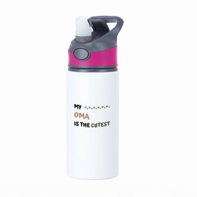 Hacebo® - my oma is the cutest waterfles met rietje roze - Oma - schattige oma - verjaardagscadeau - verjaardag - cadeau - cadeautje voor oma - oma artikelen - kado - geschenk - gift - water fles - 650ML
