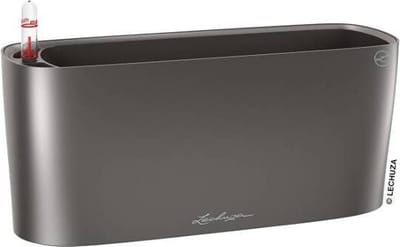LECHUZA DELTA PREMIUM 10 - Plantenbak - met uitneembare binnenbak - met bewateringssysteem - ALL-IN-ONE set met LECHUZA-PON - antraciet metallic