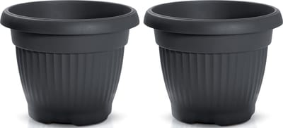 Prosperplast Plantenpot/bloempot Roma Garden - 2x - buiten/binnen - kunststof - antraciet - D45 x H45 cm