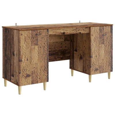 vidaXL - Bureau - Oud - hout - 142,5 - x - 50 - x - 75 - cm - Bewerkt - hout