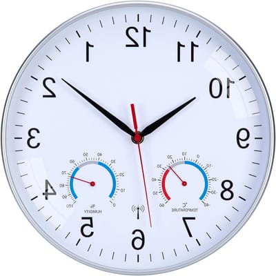 Wandklok Radiogestuurd - Stille Klok Analoog - Precieze Tijdweergave - Geen Tikkend Geluid - 30 cm Diameter - Zilver Wit