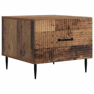 vidaXL - Salontafel - met - lade - Oud - hout - 49 - x - 50 - x - 40 - cm - Bewerkt - hout