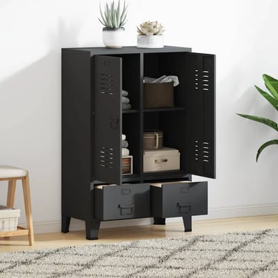 vidaXL - Kledingkast - industrieel - 67x35x107 - cm - staal - antracietkleurig