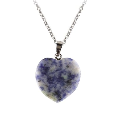 Fako Bijoux® - Ketting Met Hartje - Hart Natuursteen - 20x20mm - Lapis Lazuli - 50cm
