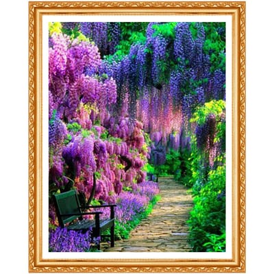 5D bricolage paysage couleurs glycine arbre diamant motif strass diamant peinture 20X30CM blue