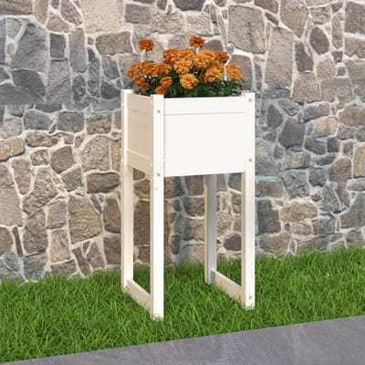 vidaXL - Plantenbak - 40x40x81 - cm - massief - grenenhout - wit