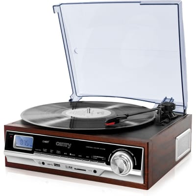Camry CR1168 Draaitafel met FM-radio, Bluetooth, USB/SD, MP3 en opnamefunctie, 33/45/78 RPM, LCD, afstandsbediening