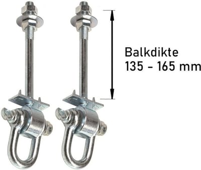 2 Stuks Schommelhaken met Gelagerde Harpsluiting M12 190mm