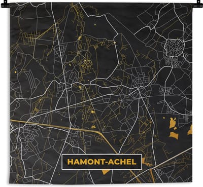 Wandkleed - Wanddoek - Kaart - Goud - Plattegrond - Hamont-Achel - Stadskaart - 180x180 cm - Wandtapijt