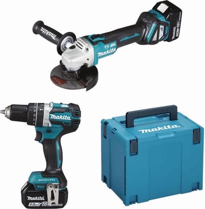 DLX2272TJ 18V LXT 2 delige set: DGA513 Haakse slijper + DHP484 (Klop)boormachine 2 x 5.0Ah accu's