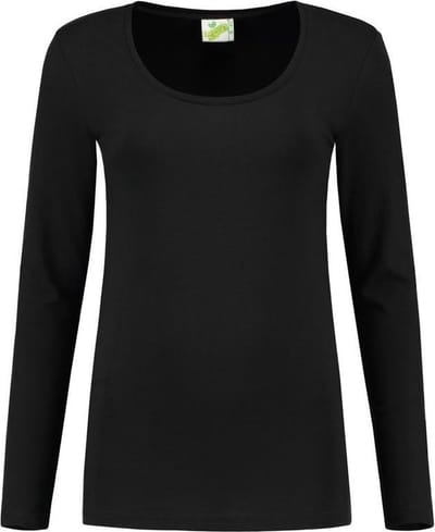 Lemon & Soda Bodyfit T-shirt - dames - lange mouwen - zwart - basic shirts - katoen/elasthan S