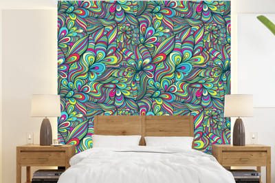 Behang - Fotobehang Fantasy - Design - Kleuren - Retro - Breedte 220 cm x hoogte 240 cm