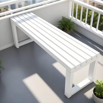 Metalen Tuinbank - Parkbank Buiten - Ontspannen in Tuin - Weerbestendig Frame - 100cm - Wit