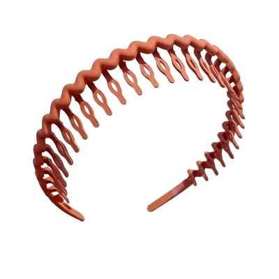 Bruine haarband met golvend ontwerp en antislip tanden – flexibele kunststof hoofdband