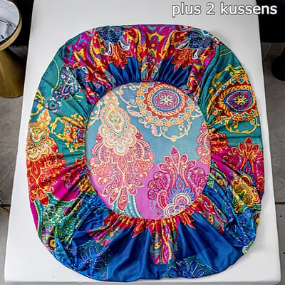 Allernieuwste.nl® Bohemian Hoeslaken Set 200x220 cm – Inclusief 2 Kussenslopen – Boho Beddengoed – Zacht, Ademend en Kleurig – All-Season