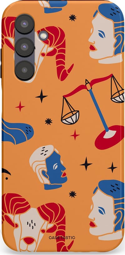 Casetastic hoesje geschikt voor Samsung Galaxy A25 - Dubbellaagse bescherming - Zodiac in lijn - Fashion Case - Okergeel Terracotta Zand Rood