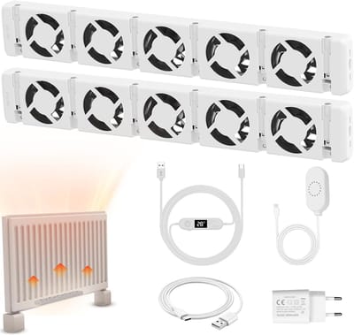 WARMFAY Radiator Ventilator 2 Pack met Nauwkeurige Temperatuurregeling - Magnetische Sensor & Digitaal Display