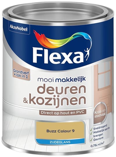 Flexa - Mooi Makkelijk Deuren & Kozijnen Zijdeglans - Buzz Colour 9 - Mengverf - 750 Ml