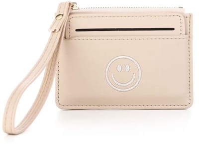 portemonnee - coin purse - happy face - beige - 7 pasjes - PU