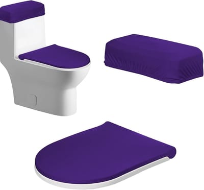 Toiletzitting Hoezen - Tankafdekking Set - Badkamer Bescherming - Elastische Pasvorm - 2-Pack - Donker Paars