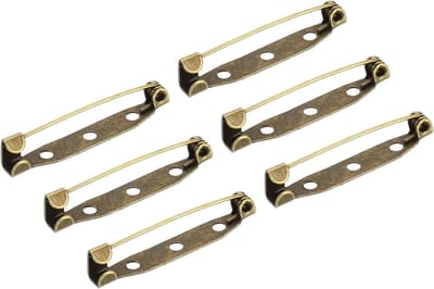 50 Stuks Veiligheidsbeugels, Broche Sluitingen voor Naamlabels en Sieraden (Bronzen Kleur, 35mm)