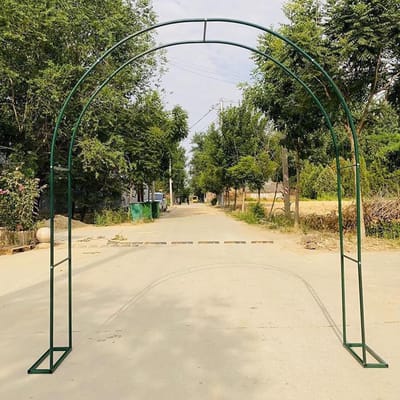 Extra brede metalen tuinboog met rozenrek, weerbestendige boog (donkergroen, 140 x 230 cm)