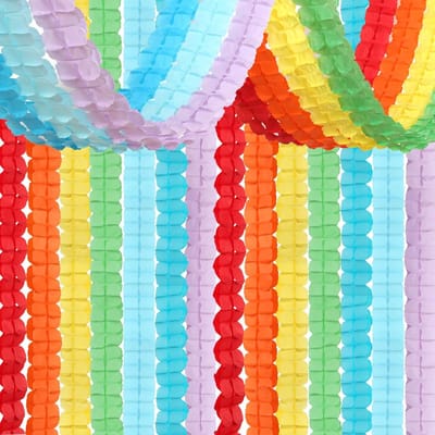 Daity 12-delige kleurrijke themafeestdecoraties - papieren linten met klavertjes vier in 7 kleuren - verjaardagsbenodigdheden voor jongens en meisjes - babyfeest- en bruiloftsdecoraties (kleurrijk)