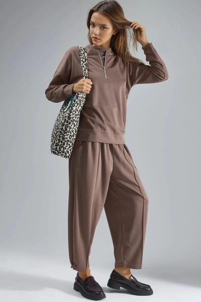 Modal Touch Rits Kraag Two-Piece Set