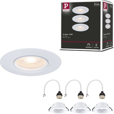 Inbouwlamp Set van 3 star rond 90 mm GU10 max. 3x10W 230V dimbaar Wit
