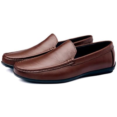 Heren Bootschoenen Zakelijk Ademend Heren Loafers Schoenen Mocassins Platte Schoenen Casual Echt Leer Schoenen Slip On Antislip 41 bruin
