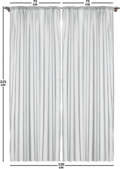 ABAKUHAUS – Geel-Wit Gardijnen – 2x75x225 cm – Microfiber, halfdonker