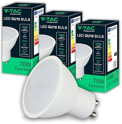 3 x GU10 Ledlampen 10W met Hoge Helderheid - 1000 Lumen - Neutraal Wit 4000K