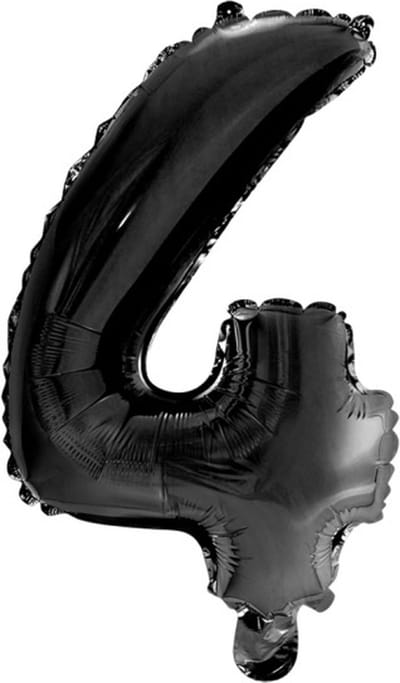 Folie Ballon Cijfer 4 zwart 41 cm