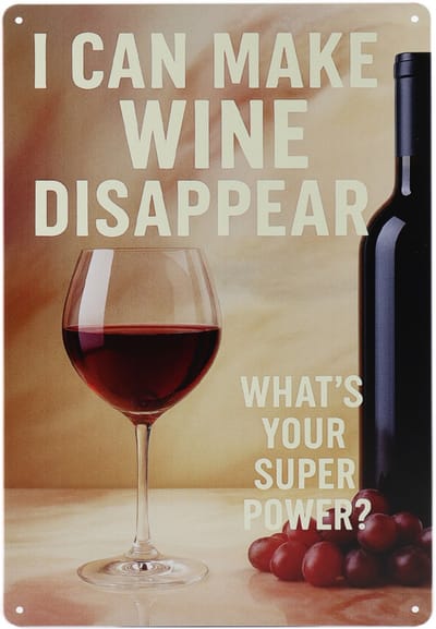 Make Wine Disappear - Wandbord - Tesktborden - Metalen wandbord - Metalen wanddecoratie - Wandbord metaal - Retro - Metal sign - Wandbord mancave - 20 x 30cm