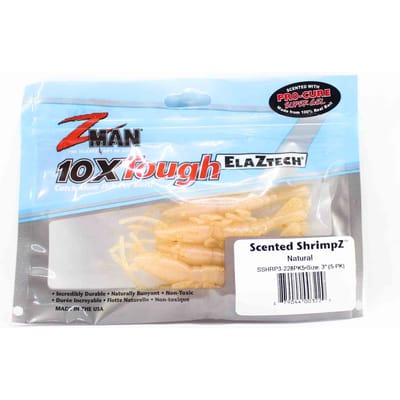 Zman Soft Lure Geurende Shrimpz 3 Inch 5/Pack Natuurlijk (3229) white