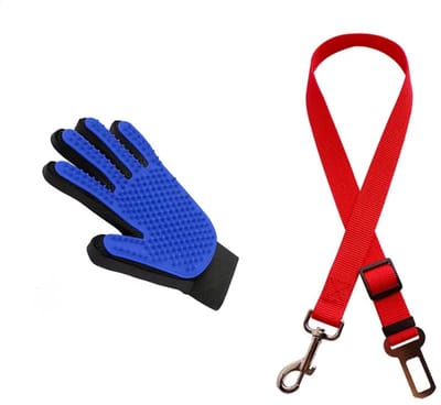 Hondengordel auto - Autogordel hond - Autoriem - Verstelbaar - Huisdier autoaccessoire - Met vachthandschoen - Nylon - Zwart - Jonyx