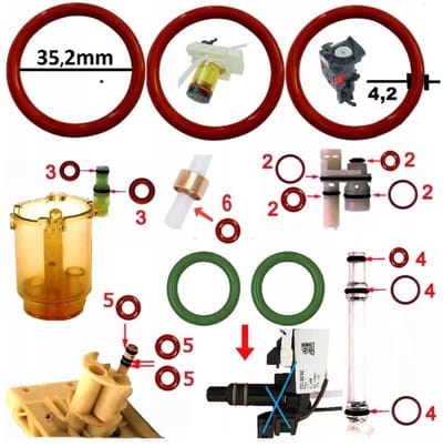 Pakkingen - reparatieset - oring - O-ring voor DELONGHI DYNAMICA - Vervangend product - Leveringsomvang 20 stuks afdichtingen.