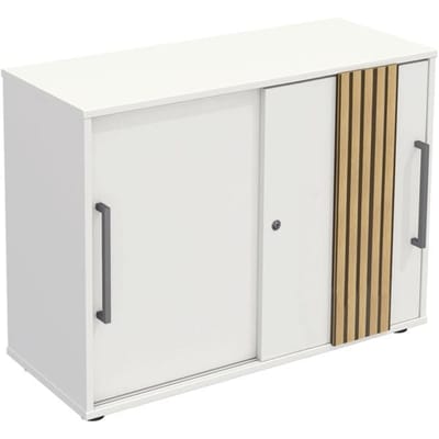Luxe Sideboard Oxford Wit - Akoestische Lattenwand Eiken - 100cm
