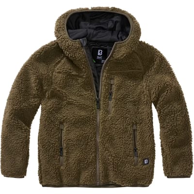 Brandit - Teddyfleece Hood Kinder Jacket - Kids 146/152 - Groen