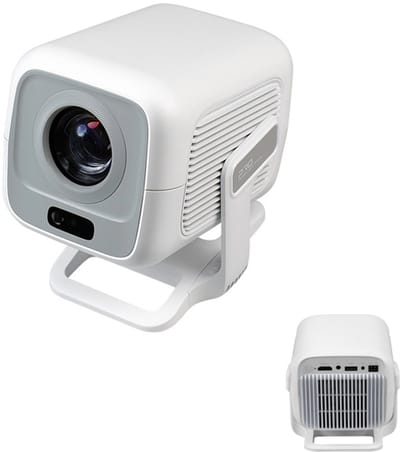 KZQ Mini beamer met WiFi en Bluetooth Full HD 1080P native 4K ondersteuning auto focus en keystone 180° rotatie ingebouwde streaming apps voor thuisbioscoop en outdoor