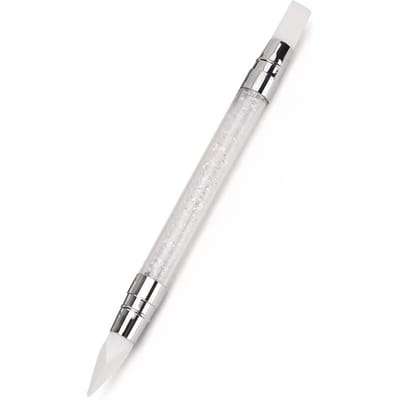 Siliconen sculptuurpen met twee uiteinden voor nail art, eenvoudig en nauwkeurig nagelontwerptool, 3D-carving glitterpuntpenseel wit