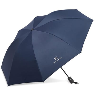 Parapluie Automatique pour Hommes Femmes Double Usage Pliable Pluie Soleil avec Revêtement Noir pour le Soleil uv bleu marine
