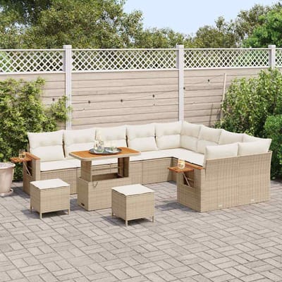 vidaXL - Tuinbank - Set - 13 - st - 9-Aantal - zitplaatsen - Beige - en - Crème