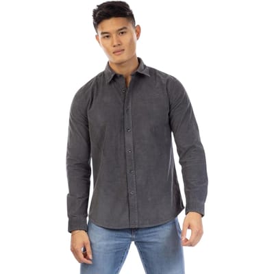 Peter Werth Heren Corduroy Regular Overhemd (Grijs)
